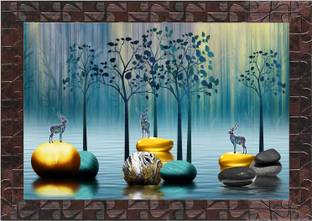 Indianara Modern Framed Art Print for Room Decor Digital Reprint 10 inch x 13 inch Painting