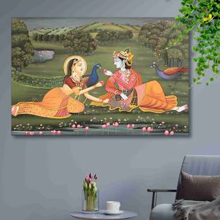 saf 36 inch Unframed Lord Buddha Canvas Wall Sticker For Home Décor Self Adhesive Sticker