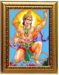 RK GODSONS Hanuman ji Religions Bajrangbali photo frame for puja room & wall WxH: 10x13.5 Acrylic 13.5 inch x 10 inch Painting