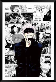 DBrush Gojo Satoru atittude poster with framed laminated coated jujutsu kaisen art Digital Reprint 20 inch x 14 inch Painting