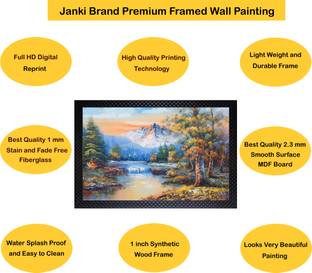 Janki Scenery Nature Wall Painting Photo Frame Digital Reprint 14 inch x 20 inch Painting