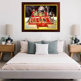 ag pro comfort Maa Vaishno Devi / Mata Large Photo With Frame For Wall Hanging / pooja room Digital Reprint 8 inch x 10 inch Painting