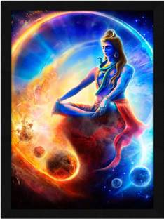 MHridayCraft MHC - Lord Shiva's universe 16 Digital Reprint 12 inch x 9 inch Painting