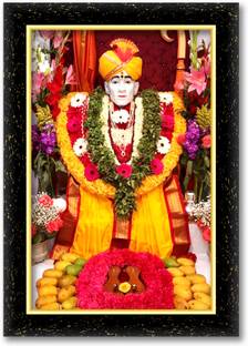ARAAKA GAJANAN MAHARAJ photo frame (Wood Base and Front Laminated) Acrylic 18 inch x 12 inch Painting