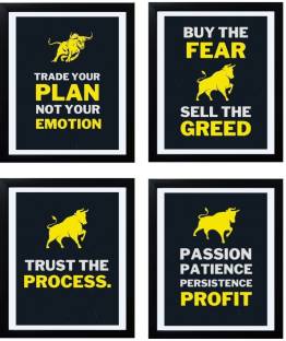 Hola Homes! Stock Market Poster (Set of 4), Trading Quotes Wall Frame Size - 8 x 10 Inch Digital Reprint 10 inch x 8 inch Painting