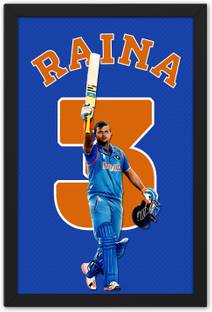 Ritwika's Cricketer Suresh Raina Sports Framed Painting Digital Reprint 13.5 inch x 9.5 inch Painting