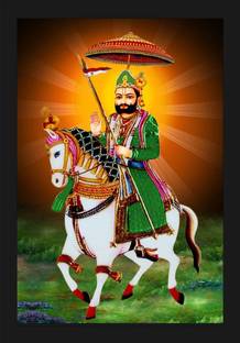 jog craft ramdev ji photo, baba ramdev photo, ramdev photo frame Digital Reprint 20 inch x 14 inch Painting