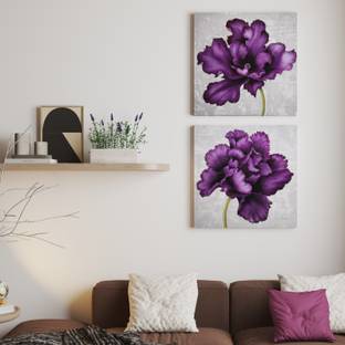 Art Street Purple Flower Wall Art Décor Canvas Painting Prints Pictures for Home Canvas 12 inch x 12 inch Painting