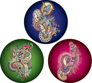 Indianara Set of 3 Abstract Shapes Artwork for Wall Decoration Digital Reprint 16 inch x 16 inch Painting