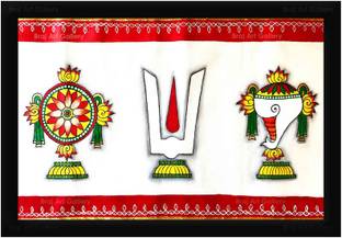 Braj Art Gallery Shankh Chakra Tilak Venkateswara Tirupati Balaji Symbol Photo Frame Digital Reprint 13.5 inch x 19.5 inch Painting