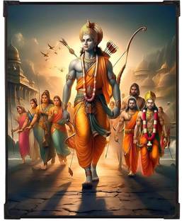 FURNATO Home Decor | UV Laminated | LORD SHRI RAM With Long Lasting MDF Framing Digital Reprint 7.5 inch x 6 inch Painting