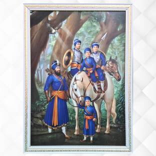 Singh Mart Chaar Sahibzade and Guru Gobind Singh Acrylic 20 inch x 14 inch Painting