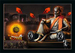 Dharvika Innovations Chatrapati Shivaji Maharaj Photo Frame Digital Reprint 14 inch x 11 inch Painting