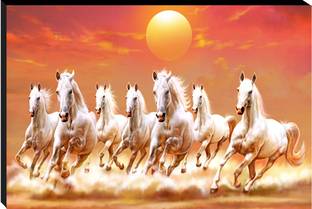 वॉलमैक्स 7 Horse Vastu Wall Painting Home decorative Gift Item Wall Painting डिजिटल रीप्रिंट 9 inch x 12 inch पेंटिंग