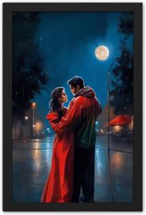 Ritwika's Romantic Couple In Dancing Pose On Streets Framed Poster Digital Reprint 13.5 inch x 9.5 inch Painting