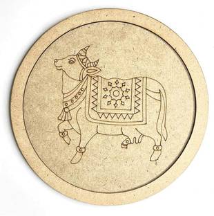 ADIKALA Pichwai Cow MDF Acrylic 8 inch x 8 inch Painting
