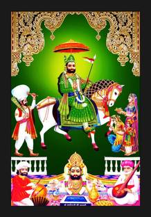 jog craft ramdev ji photo, baba ramdev photo, ramdev photo frame Digital Reprint 20 inch x 14 inch Painting