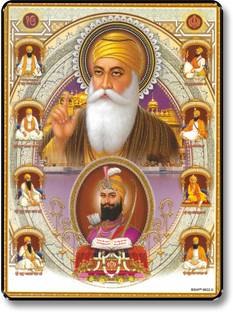 saf Guru Nanak UV Textured Multi-Effect Painting Digital Reprint 14 inch x 11 inch Painting