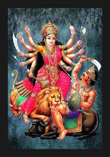 jog craft durga mata photo frame| durga maa photo| wooden art Digital Reprint 20 inch x 14 inch Painting
