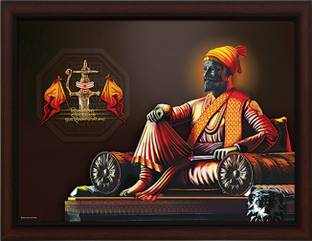 Masstone Chhatrapati Shivaji Maharaj UV Matt Textured Effect Framed HD Digital Reprint 11 inch x 14 inch Painting
