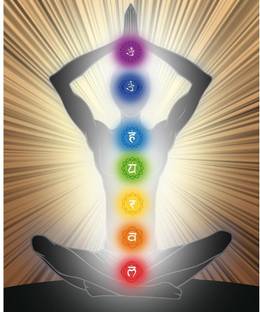 Pitaara Box 74.422 cm Yoga Position With The Symbols Of Seven Chakras Unframed Glossy PVC Vinyl Wall Sticker Decal Self Adhesive Sticker