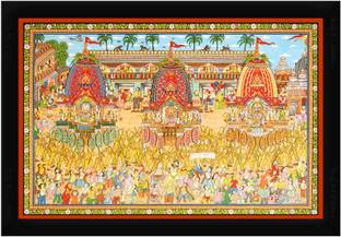 Braj Art Gallery Lord Jagannath Puri Rath Yatra Pattachitra Painting Photo Frame Digital Reprint 13.5 inch x 19.5 inch Painting