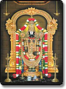 saf Lord Teerupati Balaji Sparkle Coated Digital Reprint 13.25 inch x 9.25 inch Painting