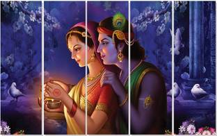 god & god's Beautiful Radha Krishna Ji Décor Set For Home Decoration Digital Reprint 30.48 cm x 152.4 cm Painting