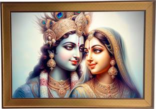 SHASWAT ART Radha Krishna Photo Frame | Wall Hanging home decoration for Wall Digital Reprint 20 inch x 14 inch Painting