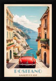 Braj Art Gallery Travel Poster Positano Amalfi Coast Italy Painting Photo Frame Digital Reprint 19.5 inch x 13.5 inch Painting