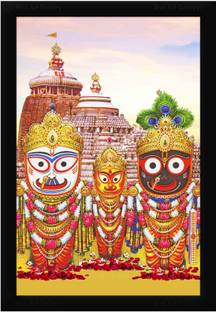 Braj Art Gallery Lord Jagannath Temple Puri Darshan Photo Frame Digital Reprint 19.5 inch x 13.5 inch Painting