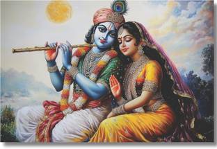 Viventiq radha krishna painting, radha krishna painting big size without frame Canvas 24 inch x 36 inch Painting