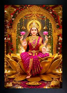 A V TRADERS Lakshmi Devi – Eternal Source of Wealth and Harmony Digital Reprint 14 inch x 10 inch Painting