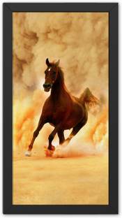 Ritwika's One Horse Running Wall Art Digital Reprint Frame Painting Digital Reprint 13.5 inch x 7.5 inch Painting