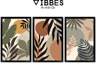 VIBBES Modern Botanical Abstract Wall Art - Nature-Inspired Wall Painting Without Glass Digital Reprint 14 inch x 10 inch Painting