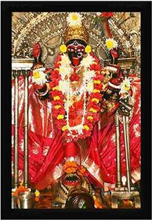 LVY Arts Dakshineswar Kali Photo Frame | Kali Devi Maa Painting With Frame Wall Art Digital Reprint 13 inch x 9 inch Painting