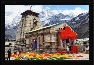 Braj Art Gallery Baba Kedarnath Temple Photo Frame Digital Reprint 13.5 inch x 19.5 inch Painting