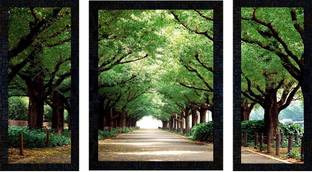 Poster N Frames Set of 3 with Acrylic Sheet (Glass) Natural Landscape Scenery framed-1443 Digital Reprint 13.5 inch x 22.5 inch Painting