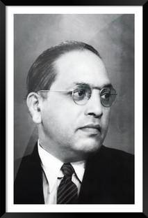 DBrush Dr. B.R. Ambedkar Artwork Framed for decor Original Black and white Glass framed Digital Reprint 20 inch x 14 inch Painting