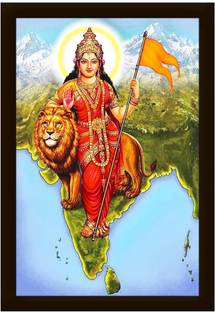 AARTKALA Synthetic Wood Bharat Mata Photo Frame Digital Reprint 12 inch x 18 inch Painting