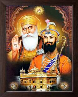 LVY Arts Guru Nanak Dev ji with Guru Gobind Singh ji Digital Reprint 10 inch x 8 inch Painting