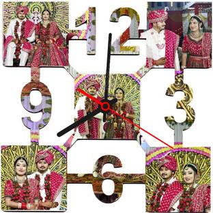 MUNGERIYAPRINT PRINT YOUR 5 PHOTO IN CLOCK Digital Reprint 19 inch x 19 inch Painting