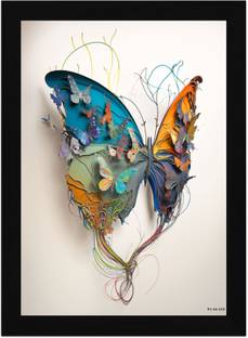 FRIZZY ARTS Metamorphosis Symphony – 3D Butterfly Bloom A4 Digital Reprint 13 inch x 10 inch Painting