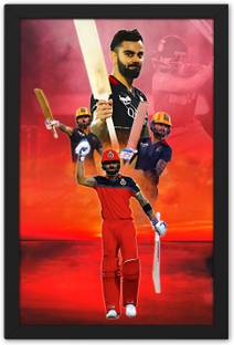 Ritwika's RCB Batsman Virat Kohli Sports Framed Poster Digital Reprint 13.5 inch x 9.5 inch Painting