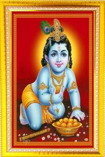 Manas Shri Krishna Ji Photo frame for home/living Room/Dining Room/hall Watercolor 45.72 inch x 30.48 inch Painting