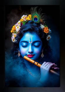 JGZ MANUFACTURERS KRISHNA WALL PAINTING PHOTO FRAME Digital Reprint 18 inch x 12 inch Painting