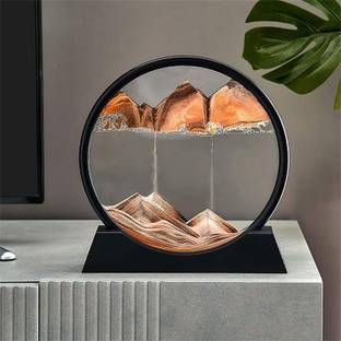CHEAPER SHOP Moving Sand Art Picture Decor 3D Deep Sea Sandscape, Round Glass Frame Display Decorative Showpiece  -  25 cm
