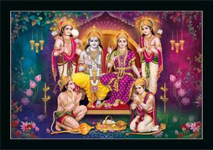 Dharvika Innovations Ayodhya Ram Mandir Photo Frame | Ram Darbar Photo Frame Digital Reprint 14 inch x 11 inch Painting