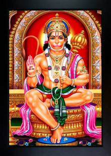 क्राउडहॉल Hanuman JI Photo Frame | Bajrangbali Photo Frame डिजिटल रीप्रिंट 13.5 inch x 10 inch पेंटिंग