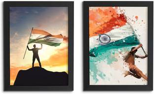TheKarkhana Freedom Indian Flag Nationalism Desh Bhakthi Laminated (Without Glass) Digital Reprint 12 inch x 8 inch Painting